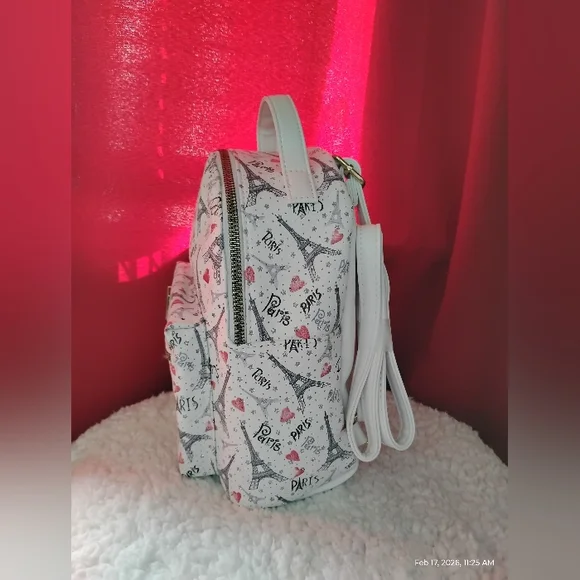 VEGAN LEATHER PARIS DESIGN MINI BACKPACK - Picture 3 of 11